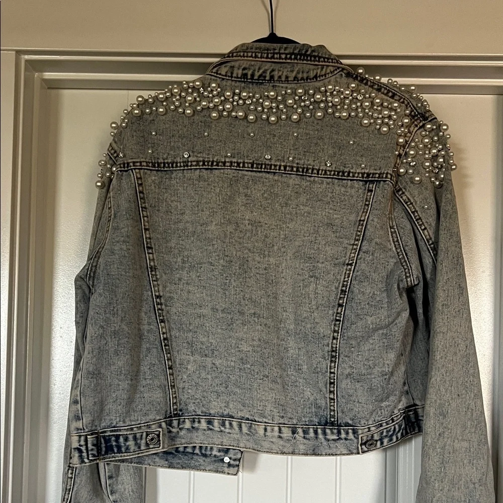 Pearl Embellished Denim Jacket - Picture 2 of 6